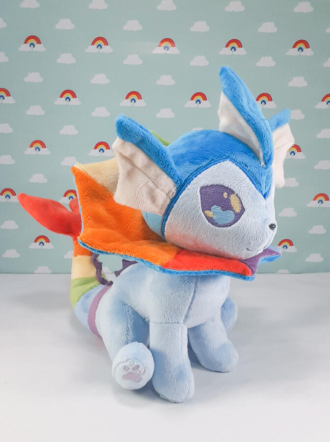 Rainbow Vaporeon Vaporeon plush with rainbow accents