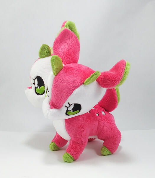Dragonfruit Doppel Deer A pink and white two-headed deer plush
